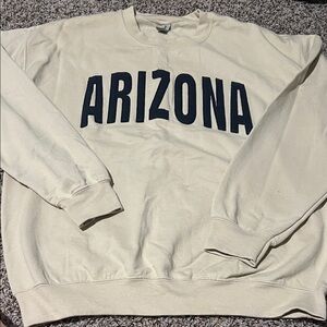 Gildan Cream Crewneck Sweater with Black Lettering
